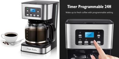 Taylor Swoden 12-Cup Programmable Coffee Maker: Pause & Serve, Auto Shut Off
