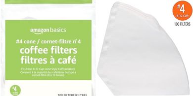 Amazon Basics #4 Cone Coffee Filters (100, White, 8-12 cup)
