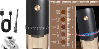 Portable Rechargeable Conical Burr Coffee Grinder: 40 Grind Settings
