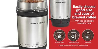 Hamilton Beach Custom Grind Coffee Grinder: Auto-Shutoff, Easy Clean
