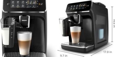 Philips 3200 Series LatteGo Coffee Machine: 5 coffees, ceramic grinders, touch display.
