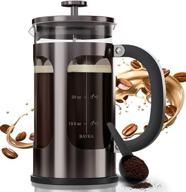 BAYKA French Press Coffee Maker: 34oz Borosilicate Glass, Stainless Steel
