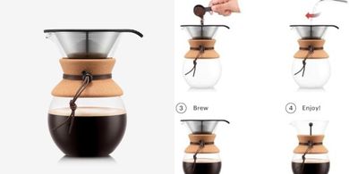 Bodum Pour Over Coffee Maker: Borosilicate Glass, Stainless Steel Filter
