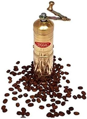 Sozen Adjustable Conical Burr Coffee Grinder: Hand-Cranked, Portable, Brass
