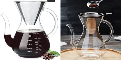 Unbreakable 8-Cup Pour Over Coffee Maker with Double Stainless Filter
