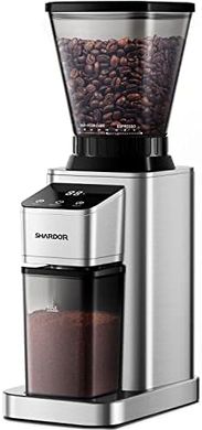 SHARDOR Electric Conical Burr Grinder: 48 Settings, Timer, Anti-Static
