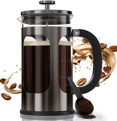 BAYKA French Press Coffee Maker: 34 oz Borosilicate Glass, Stainless Steel
